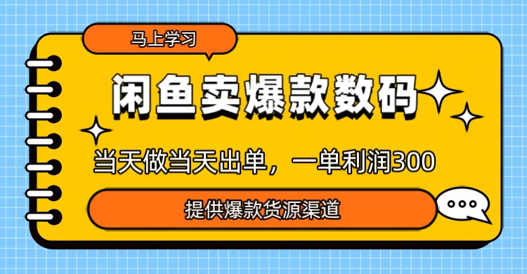 闲鱼卖爆款数码卖爆款数码，当天做当天出单，一单300＋